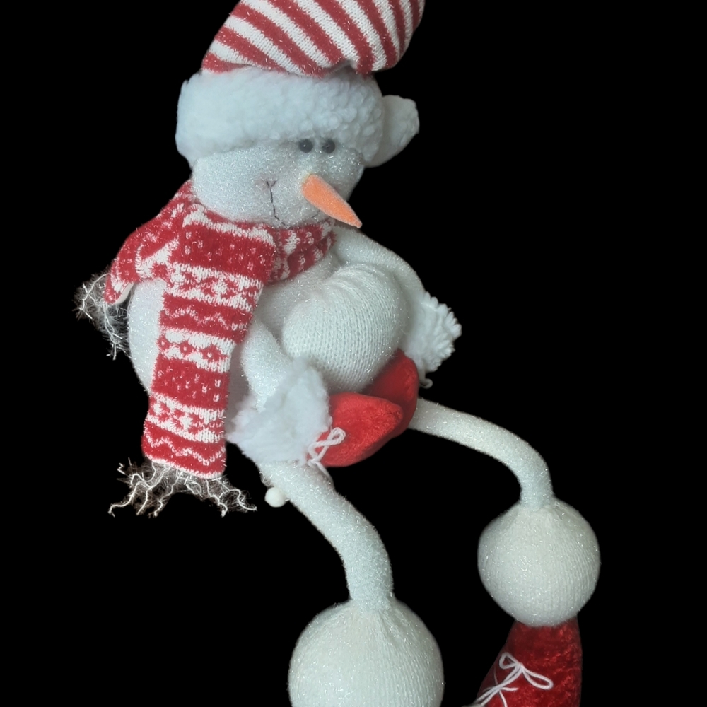Seated Snowman Christmas Plush Stuffed Weighted Sit On Mantle Xmas Decor Large